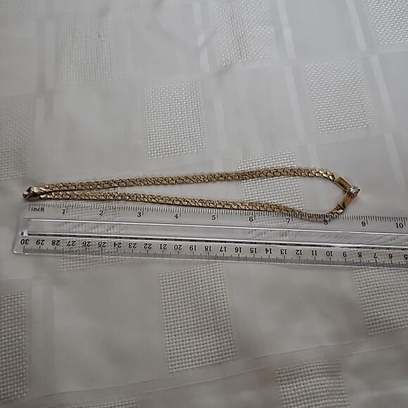 Vintage Women's Gold Plated Necklace With White Stone, Clasp Closure 9" - Picture 8 of 16